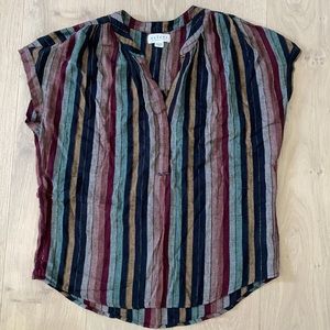 Striped Velvet Blouse with gold thread